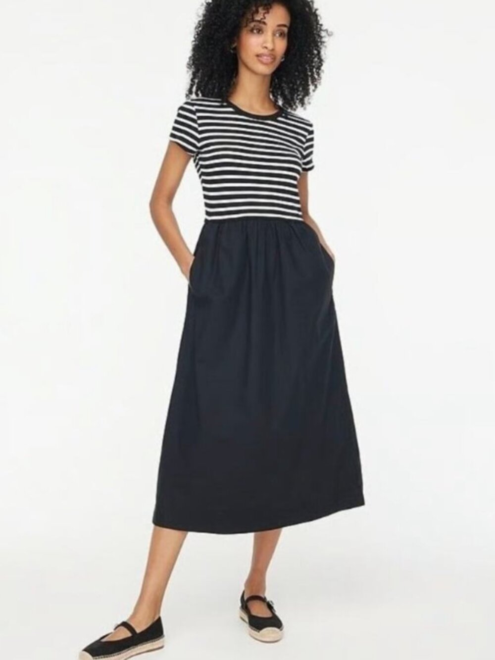 J. Crew Black & White Striped Short Sleeve Knit Mixy Dress in Women's 3X